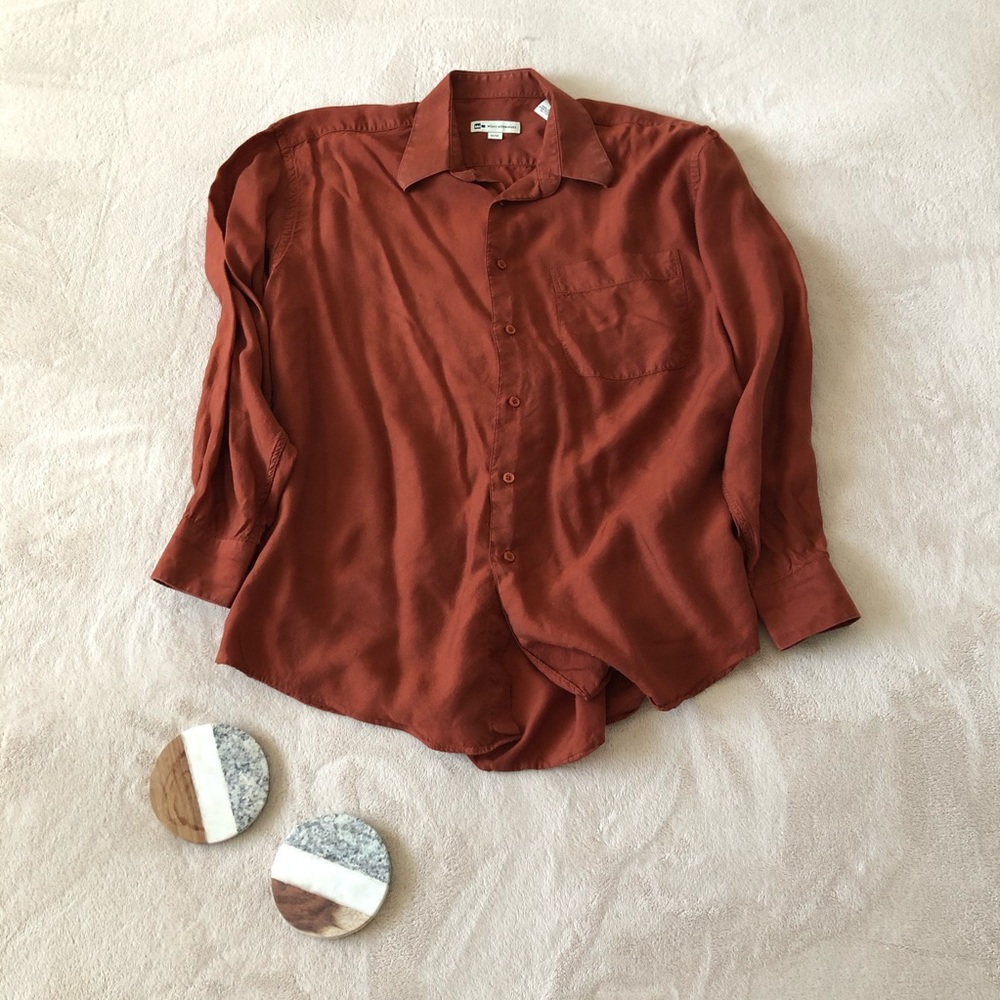 Burnt Orange Oversized Button Up